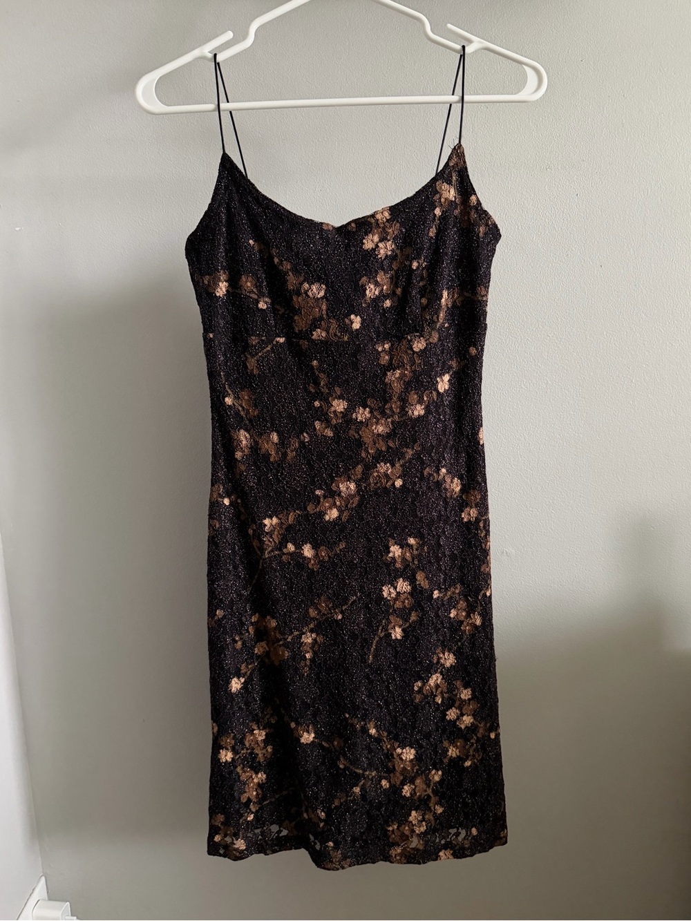 Charlotte Russe Black Slip Midi Dress with Brown Floral Print